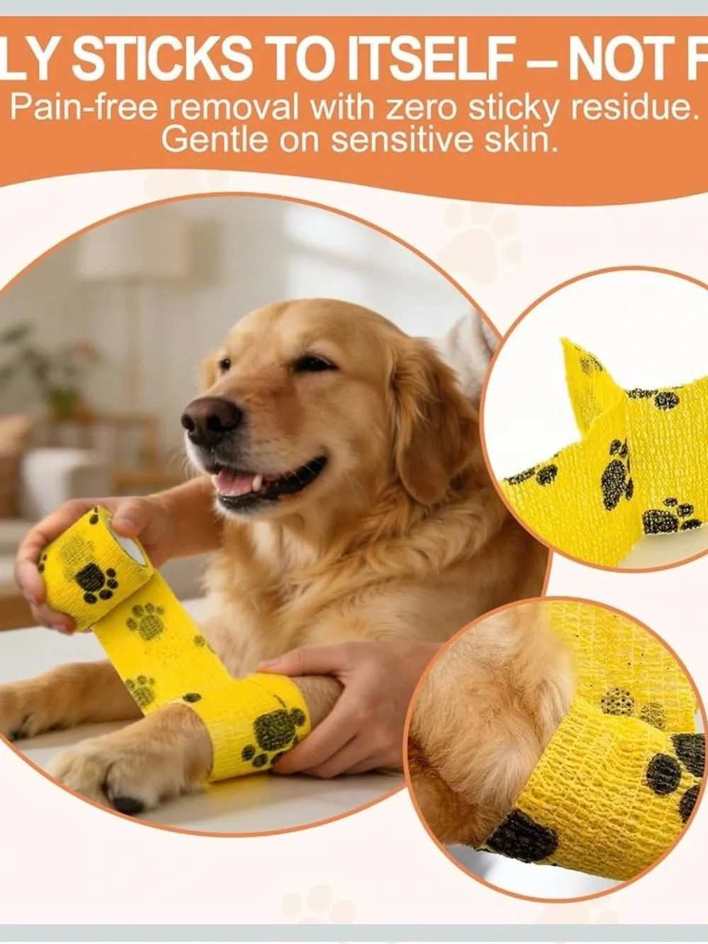 6 Rolls Pet Vet Wrap Cohesive Bandage Self Adhesive 2
